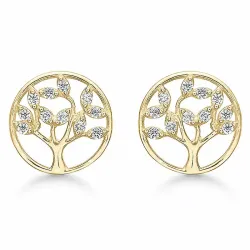 Støvring Design Lebensbaum Zirkon Ohrringe in 14 Karat Gold