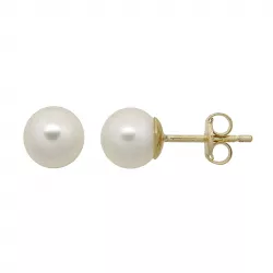 6 mm Støvring Design runden weißen Perle Ohrringe in 8 Karat Gold