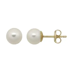 6 mm Støvring Design runden weißen Perle Ohrringe in 8 Karat Gold