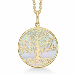 Støvring Design Lebensbaum Halskette mit Anhänger in 8 Karat Gold mit Vergoldete Silberhalskette