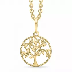 11,5 mm Støvring Design Lebensbaum Anhänger mit Halskette in 14 Karat Gold mit Vergoldete Silberhalskette