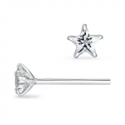 5 mm Støvring Design Stern Ohrringe in Silber weißen Zirkonen