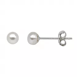 4 mm Støvring Design weißen Perle Ohrringe in Silber