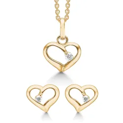 Støvring Design Herz Schmuck Set in vergoldetem Sterlingsilber weißen Zirkonen