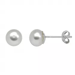 7 mm Støvring Design weißen Perle Ohrringe in Silber