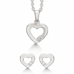 Støvring Design Herz Schmuck Set in rhodiniertem Silber weißen Zirkonen