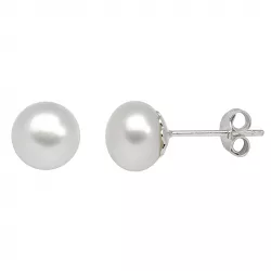8 mm Støvring Design weißen Perle Ohrringe in Silber