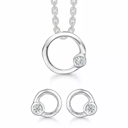 Støvring Design runder Schmuck Set in Silber weißen Zirkonen