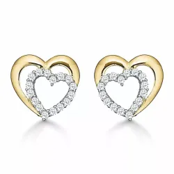 Støvring Design Herz Ohrringe in 14 Karat Gold weißem Zirkon