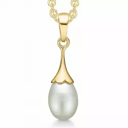 Støvring Design Perle Halskette mit Anhänger in 14 Karat Gold mit Vergoldete Silberhalskette