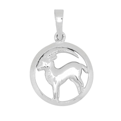12 mm Siersbøl sternzeich steinbock Anhänger in rhodiniertem Silber