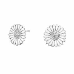 10 mm Siersbøl Marguerite Ohrringe in Silber weißem Emaille