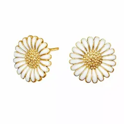 15 mm Siersbøl Marguerite Ohrringe in vergoldetem Sterlingsilber weißem Emaille