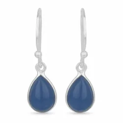 Tropfenförmigen blauem Chalzedon Ohrringe in Silber