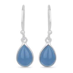 tropfenförmigen blauem Chalzedon Ohrringe in Silber - Loom Stones