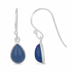 tropfenförmigen blauem Chalzedon Ohrringe in Silber - Loom Stones
