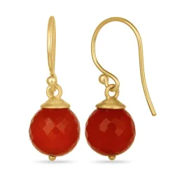 runden Onyx Ohrringe in vergoldetem Sterlingsilber - Loom Stones