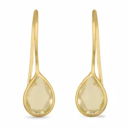 lange Tropfen Topas Ohrringe in vergoldetem Sterlingsilber - Loom Stones