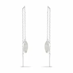 lange Tropfen Mondstein Ohrringe in Silber - Loom Stones