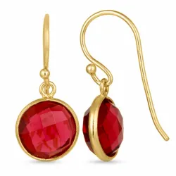 runden rotem Ohrringe in vergoldetem Sterlingsilber - Loom Stones