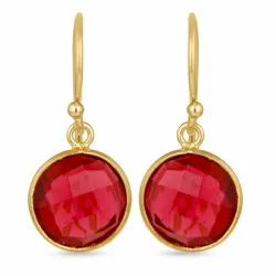 runden rotem Ohrringe in vergoldetem Sterlingsilber - Loom Stones