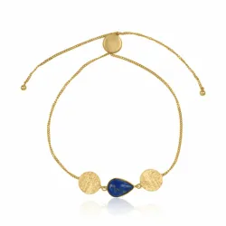 Lapis Lazuli Armband aus vergoldetem Sterlingsilber und Anhänger aus vergoldetem Sterlingsilber