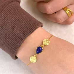 Lapis Lazuli Armband aus vergoldetem Sterlingsilber und Anhänger aus vergoldetem Sterlingsilber