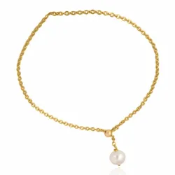 Perle Armband aus vergoldetem Sterlingsilber und Anhänger aus vergoldetem Sterlingsilber