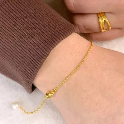 Perle Armband aus vergoldetem Sterlingsilber und Anhänger aus vergoldetem Sterlingsilber