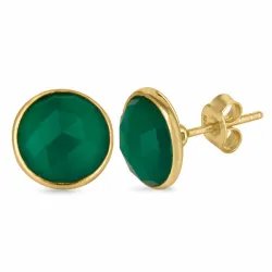 grünen Onyxe Ohrstecker in vergoldetem Sterlingsilber - Loom Stones