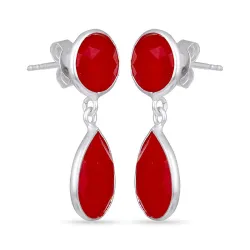 lange rotem Ohrringe in Silber - Loom Stones