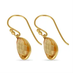 lange gelbe Topas Ohrringe in vergoldetem Sterlingsilber - Loom Stones