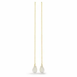 lange Mondstein Ohrringe in vergoldetem Sterlingsilber - Loom Stones