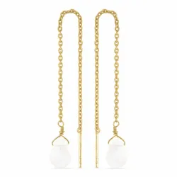 lange Mondstein Ohrringe in vergoldetem Sterlingsilber - Loom Stones