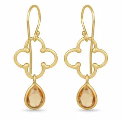 Kleeblatt gelbe Citrine Ohrringe in vergoldetem Sterlingsilber