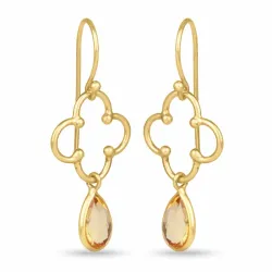 Kleeblatt gelbe Citrine Ohrringe in vergoldetem Sterlingsilber