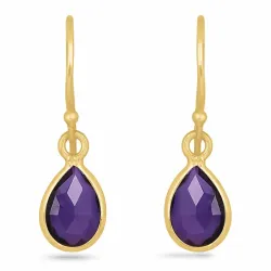 lange Tropfen Amethyst Ohrringe in vergoldetem Silber - Loom Stones