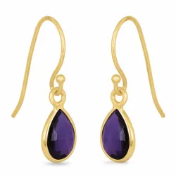 lange Tropfen Amethyst Ohrringe in vergoldetem Silber - Loom Stones