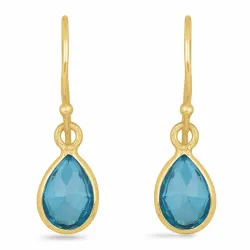 lange Tropfen Aquamarin Ohrringe in vergoldetem Silber