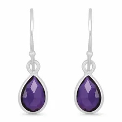 lange Tropfen Amethyst Ohrringe in Silber - Loom Stones