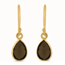 Tropfen rauchfarbenem Quarz Ohrringe in vergoldetem Silber - Loom Stones