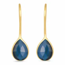 blauem Topas Ohrringe in vergoldetem Silber - Loom Stones