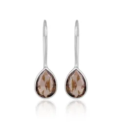 rauchfarbenem Quarz Ohrringe in Silber - Loom Stones