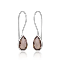 rauchfarbenem Quarz Ohrringe in Silber - Loom Stones