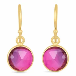 lange runder Amethyst Ohrringe in vergoldetem Silber - Loom Stones