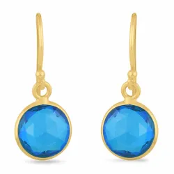 lange blauem Topas Ohrringe in vergoldetem Silber