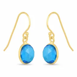 lange blauem Topas Ohrringe in vergoldetem Silber - Loom Stones