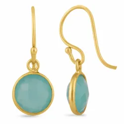 grünen Chalzedon Ohrringe in vergoldetem Silber - Loom Stones