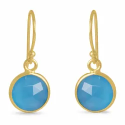 blauem Chalzedon Ohrringe in vergoldetem Silber - Loom Stones