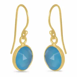 blauem Chalzedon Ohrringe in vergoldetem Silber - Loom Stones